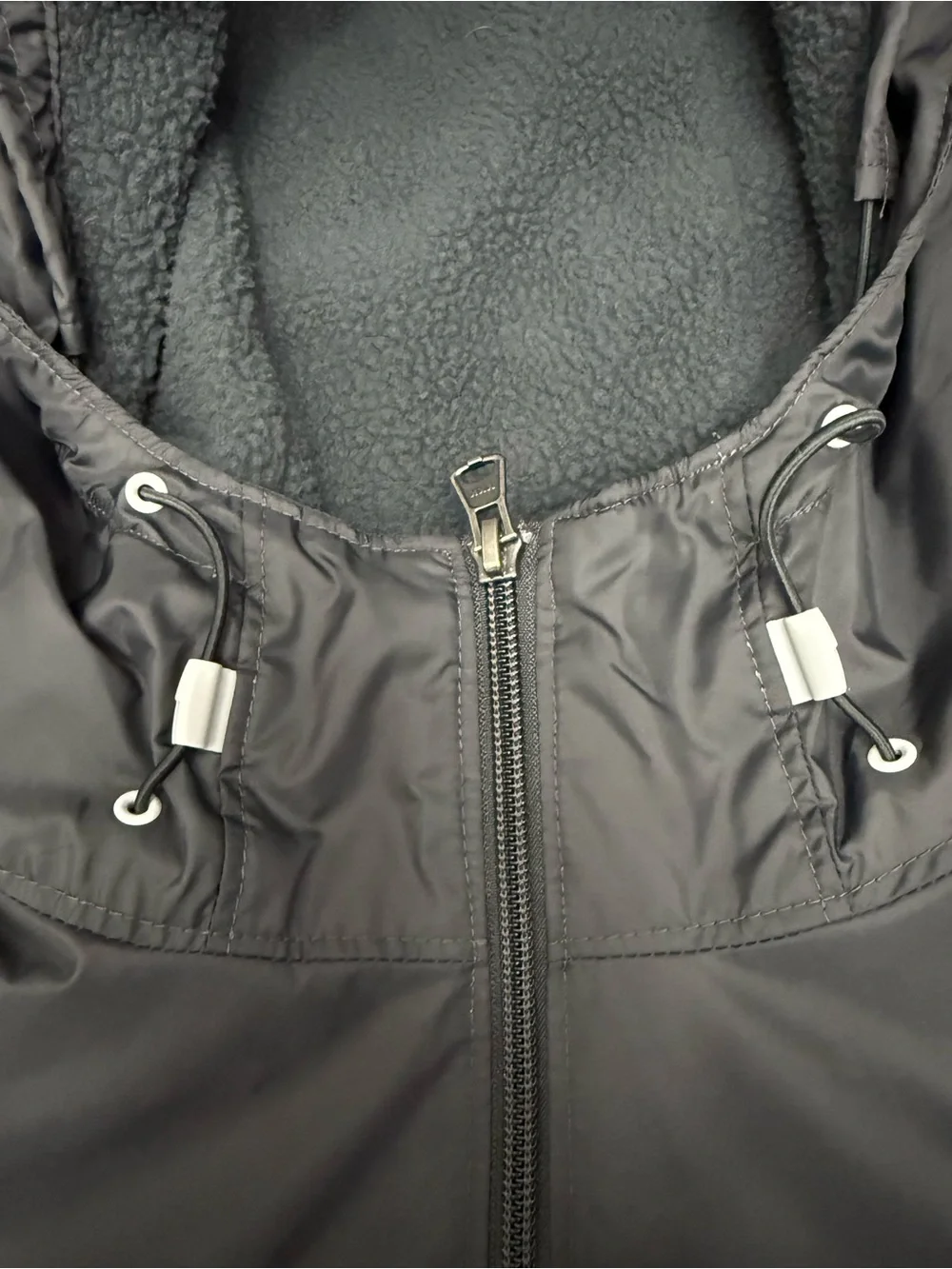 Columbia XL Hooded Fleece Lined Jacket Gray Black Full Zip Windbreaker Coat